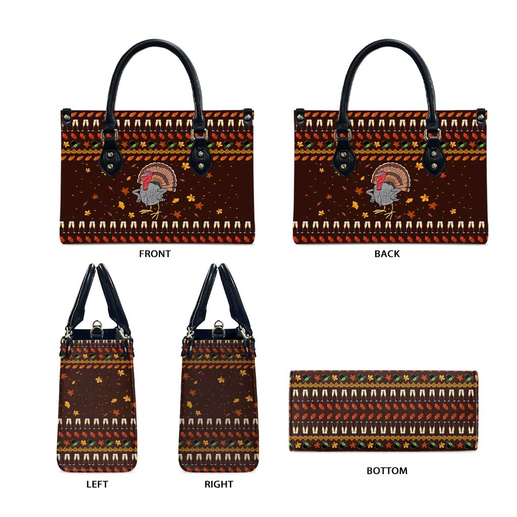 Turkey And WIne Christmas Leather Bag Xmas Holiday Patterns - Wonder Print Shop