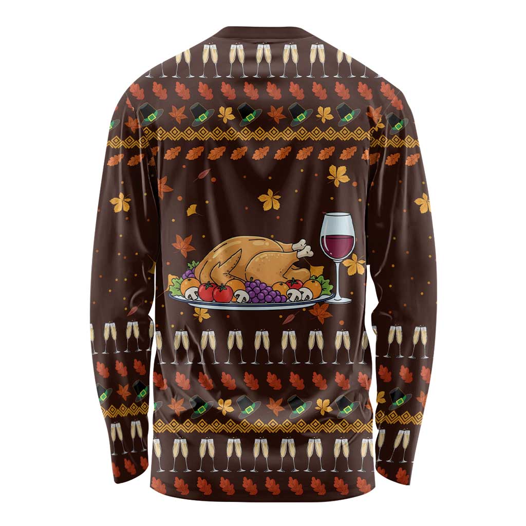Turkey And WIne Christmas Long Sleeve Shirt Xmas Holiday Patterns - Wonder Print Shop