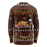 Turkey And WIne Christmas Long Sleeve Shirt Xmas Holiday Patterns - Wonder Print Shop
