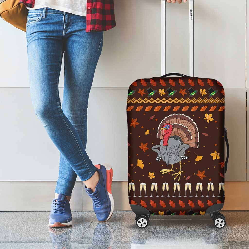 Turkey And WIne Christmas Luggage Cover Xmas Holiday Patterns - Wonder Print Shop