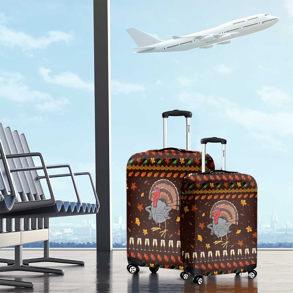 Turkey And WIne Christmas Luggage Cover Xmas Holiday Patterns - Wonder Print Shop