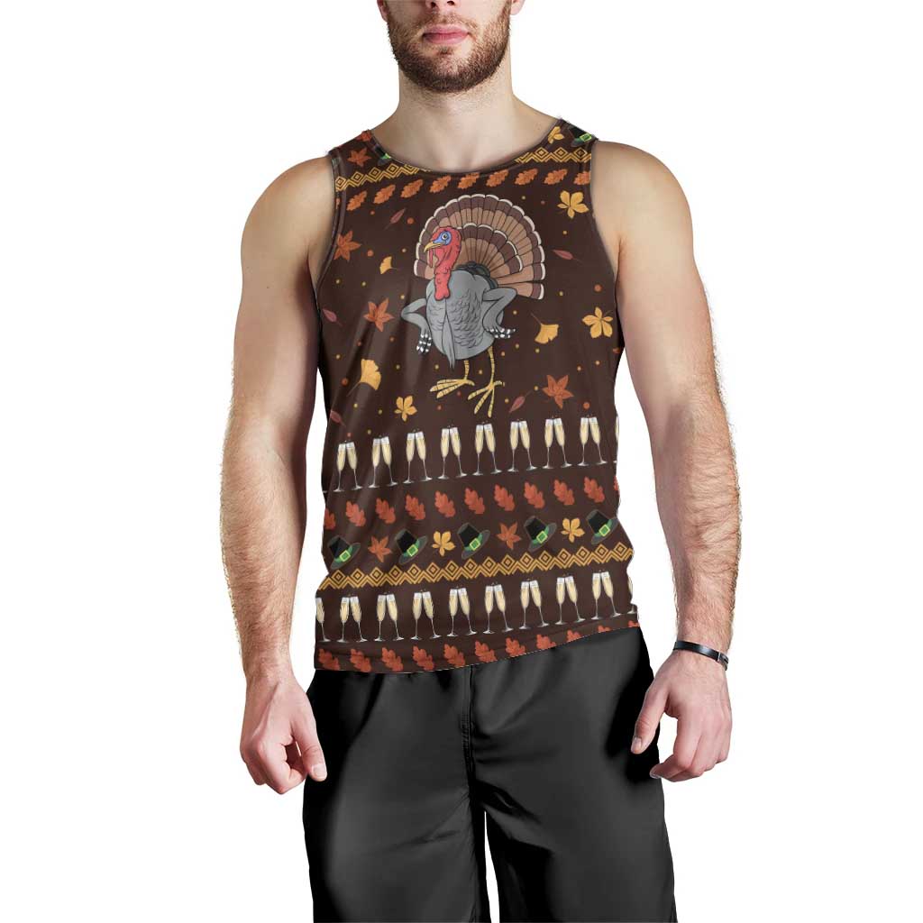 Turkey And WIne Christmas Men Tank Top Xmas Holiday Patterns - Wonder Print Shop