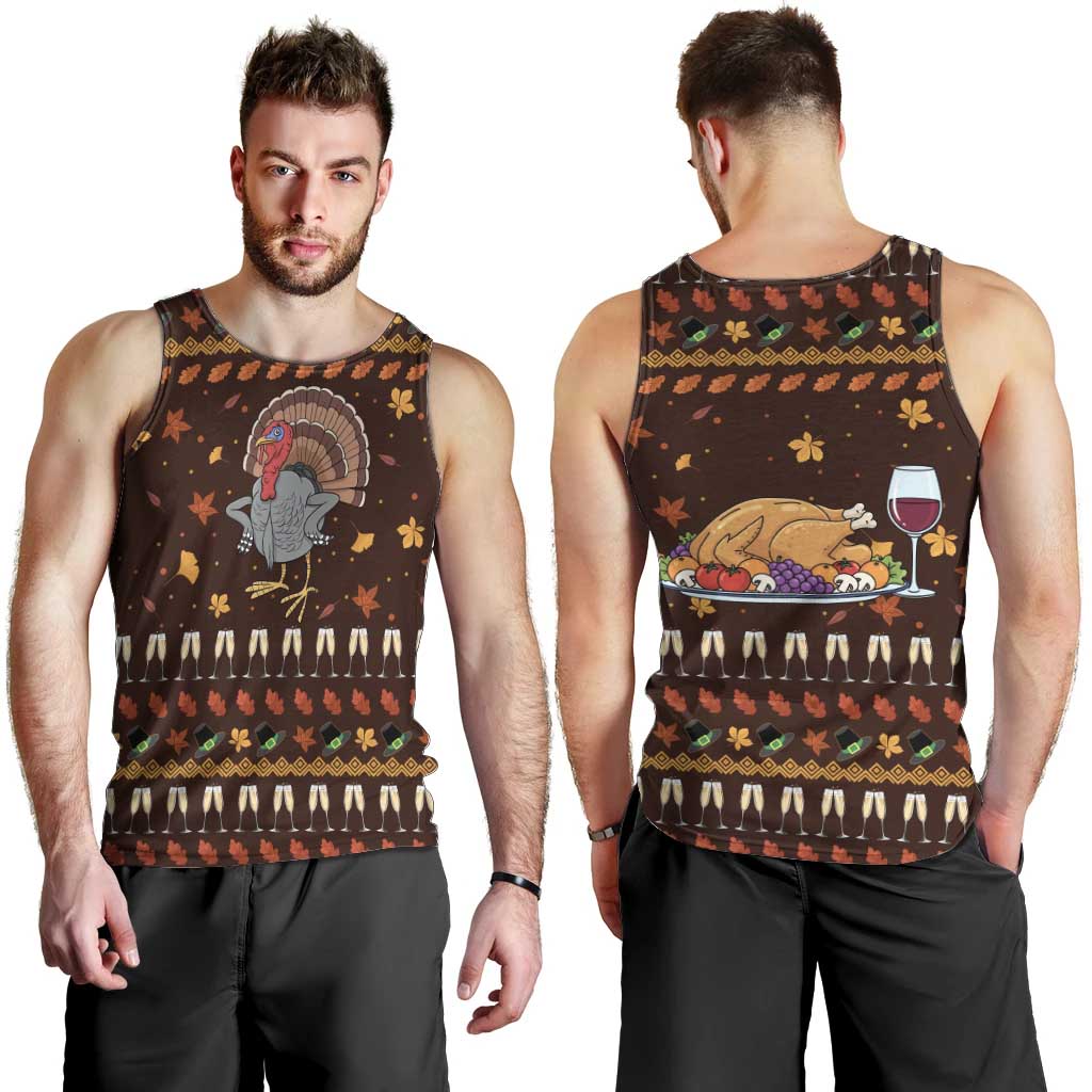 Turkey And WIne Christmas Men Tank Top Xmas Holiday Patterns - Wonder Print Shop