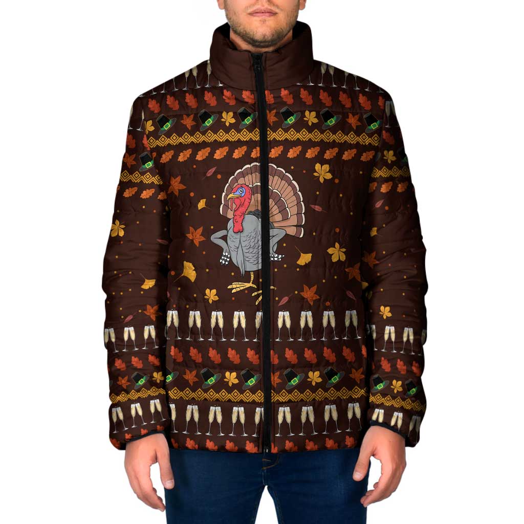 Turkey And WIne Christmas Padded Jacket Xmas Holiday Patterns - Wonder Print Shop