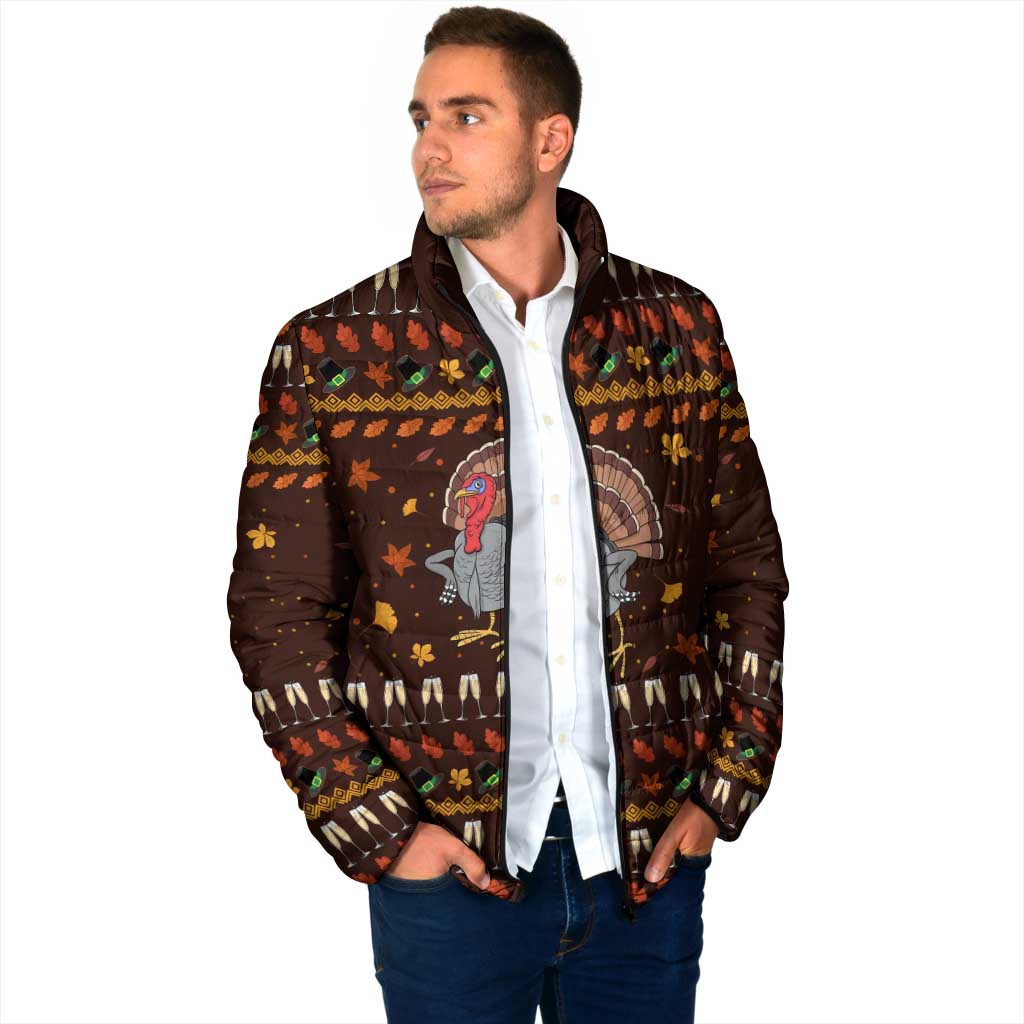 Turkey And WIne Christmas Padded Jacket Xmas Holiday Patterns - Wonder Print Shop