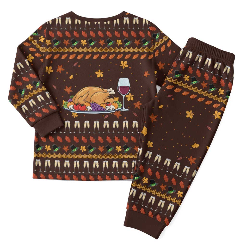 Turkey And WIne Christmas Pajama Set Xmas Holiday Patterns - Wonder Print Shop