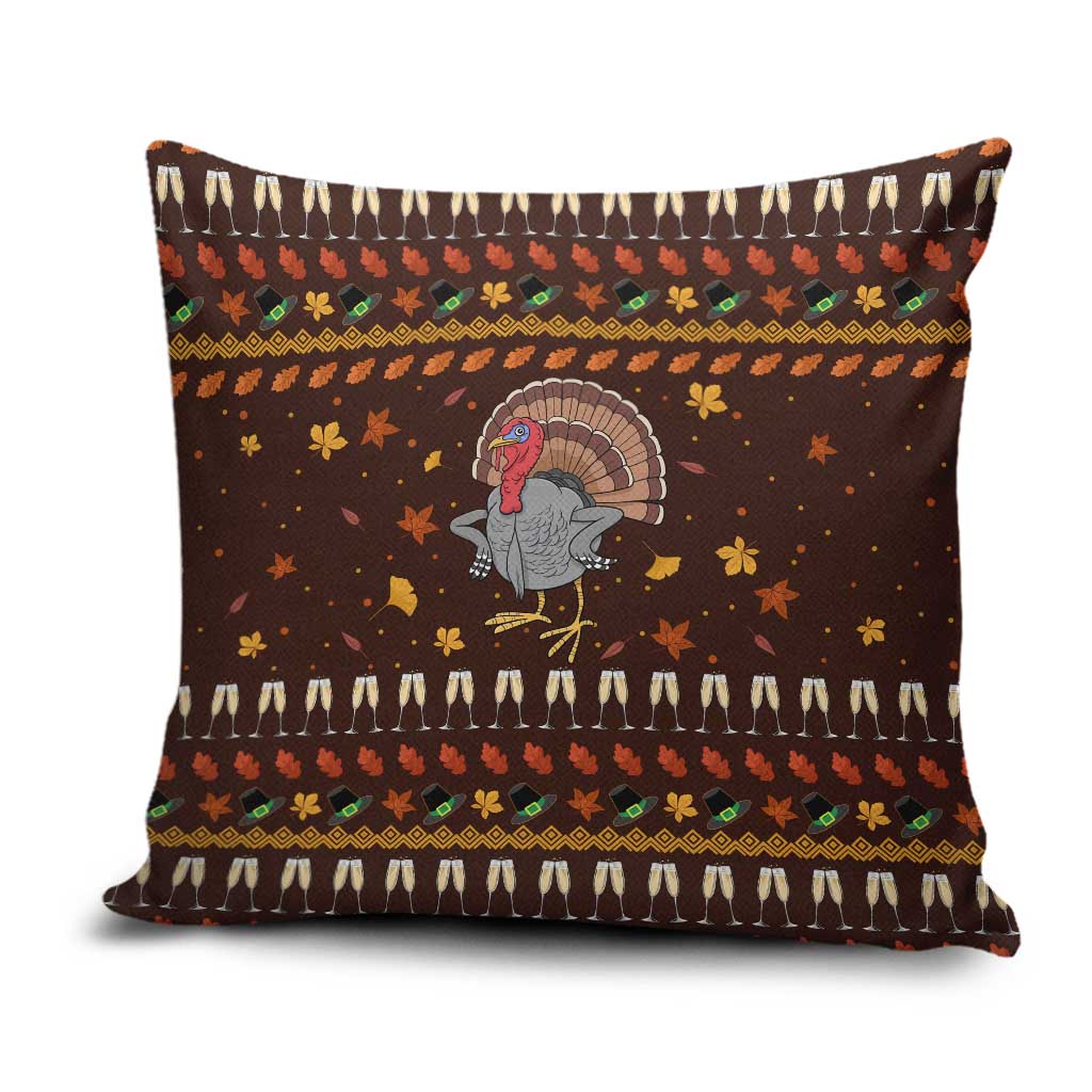 Turkey And WIne Christmas Pillow Cover Xmas Holiday Patterns - Wonder Print Shop