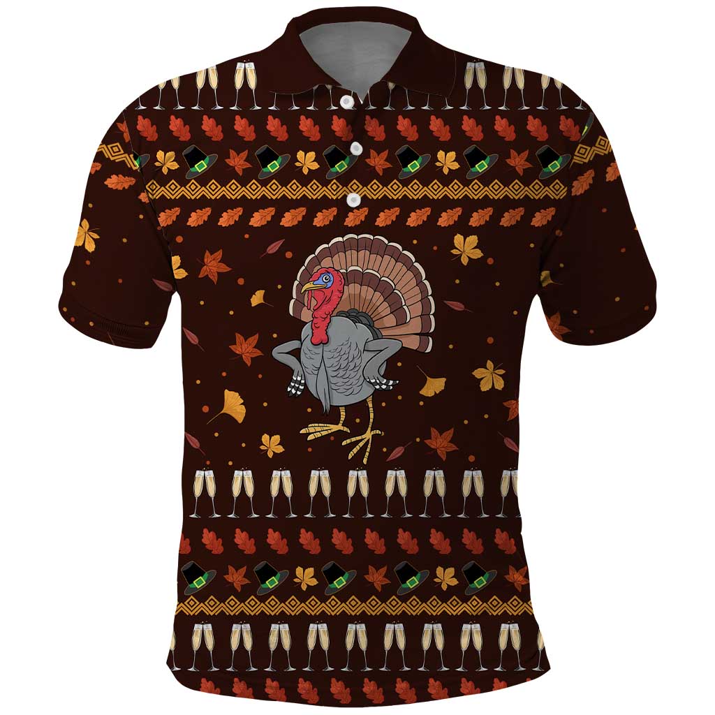 Turkey And WIne Christmas Polo Shirt Xmas Holiday Patterns - Wonder Print Shop