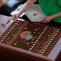 Turkey And WIne Christmas Puzzle Xmas Holiday Patterns - Wonder Print Shop