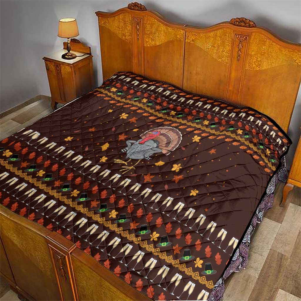 Turkey And WIne Christmas Quilt Xmas Holiday Patterns - Wonder Print Shop