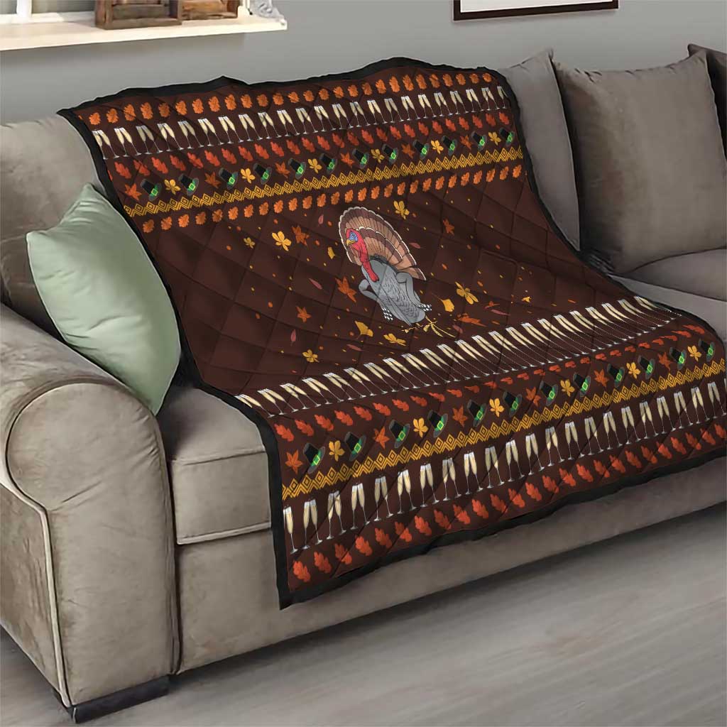 Turkey And WIne Christmas Quilt Xmas Holiday Patterns - Wonder Print Shop