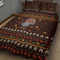 Turkey And WIne Christmas Quilt Bed Set Xmas Holiday Patterns - Wonder Print Shop