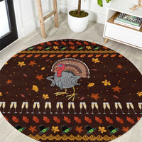Turkey And WIne Christmas Round Carpet Xmas Holiday Patterns - Wonder Print Shop