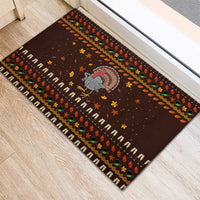 Turkey And WIne Christmas Rubber Doormat Xmas Holiday Patterns - Wonder Print Shop