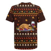 Turkey And WIne Christmas Rugby Jersey Xmas Holiday Patterns - Wonder Print Shop