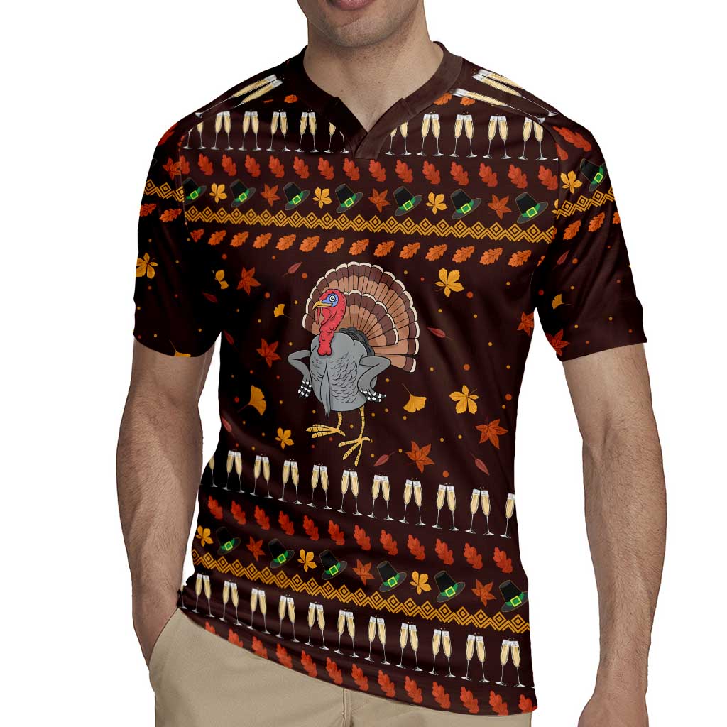 Turkey And WIne Christmas Rugby Jersey Xmas Holiday Patterns - Wonder Print Shop