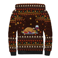 Turkey And WIne Christmas Sherpa Hoodie Xmas Holiday Patterns - Wonder Print Shop