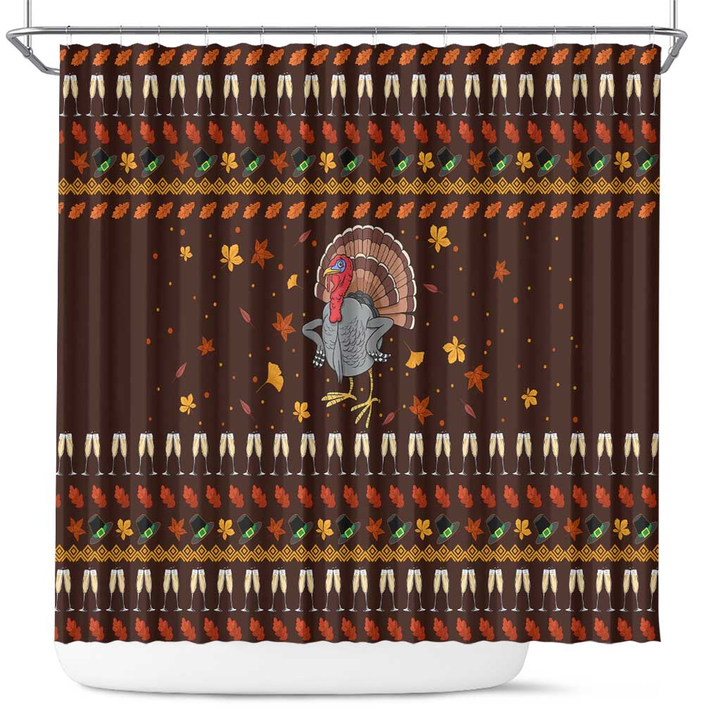 Turkey And WIne Christmas Shower Curtain Xmas Holiday Patterns - Wonder Print Shop