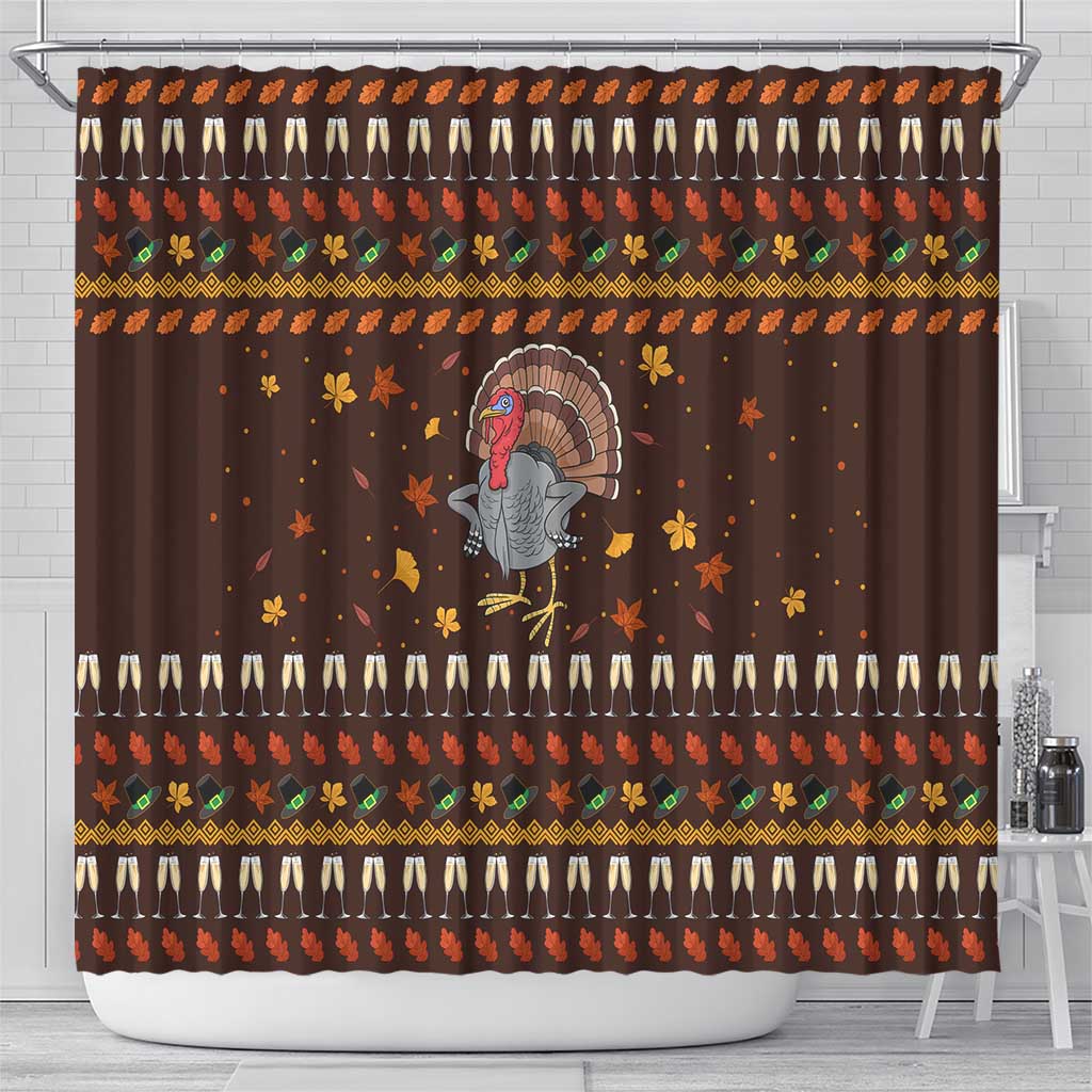 Turkey And WIne Christmas Shower Curtain Xmas Holiday Patterns - Wonder Print Shop