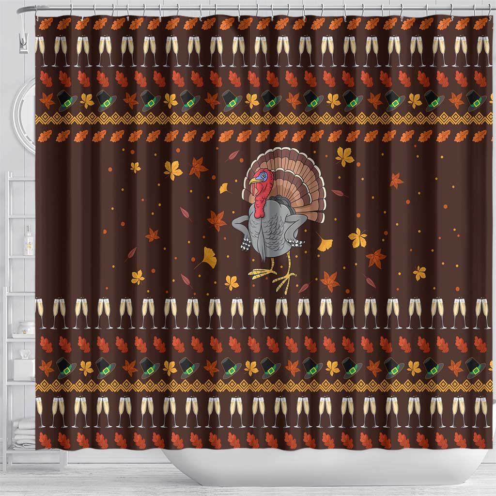 Turkey And WIne Christmas Shower Curtain Xmas Holiday Patterns - Wonder Print Shop