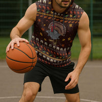 Turkey And WIne Christmas Sleeveless Hoodie Xmas Holiday Patterns - Wonder Print Shop