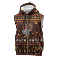 Turkey And WIne Christmas Sleeveless Zip Hoodie Xmas Holiday Patterns - Wonder Print Shop