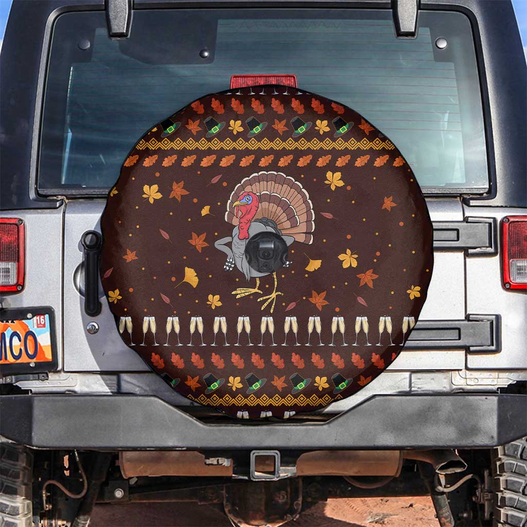 Turkey And WIne Christmas Spare Tire Cover Xmas Holiday Patterns - Wonder Print Shop