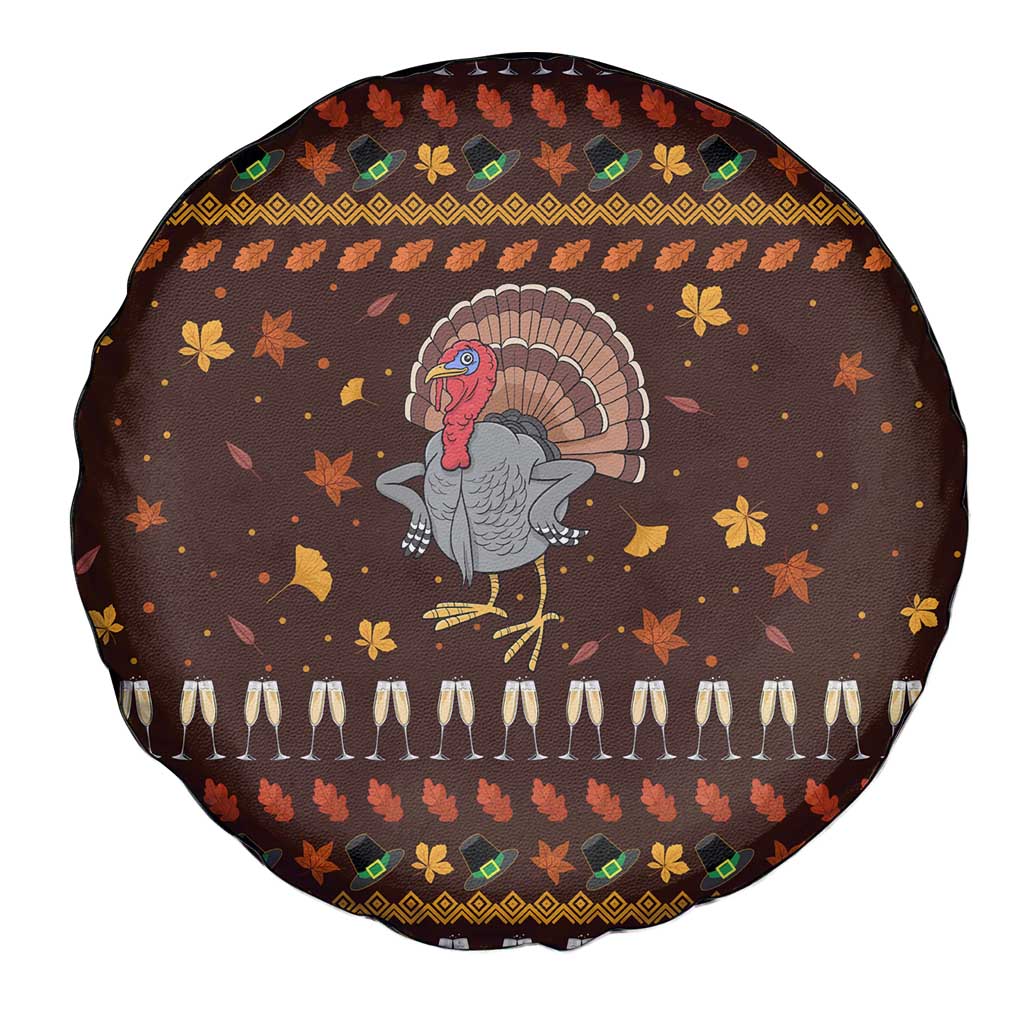 Turkey And WIne Christmas Spare Tire Cover Xmas Holiday Patterns - Wonder Print Shop