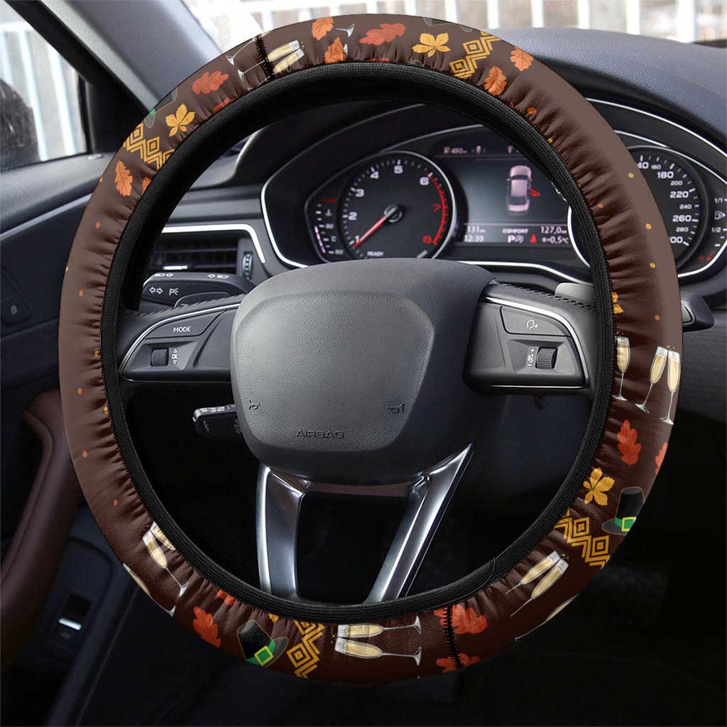 Turkey And WIne Christmas Steering Wheel Cover Xmas Holiday Patterns - Wonder Print Shop