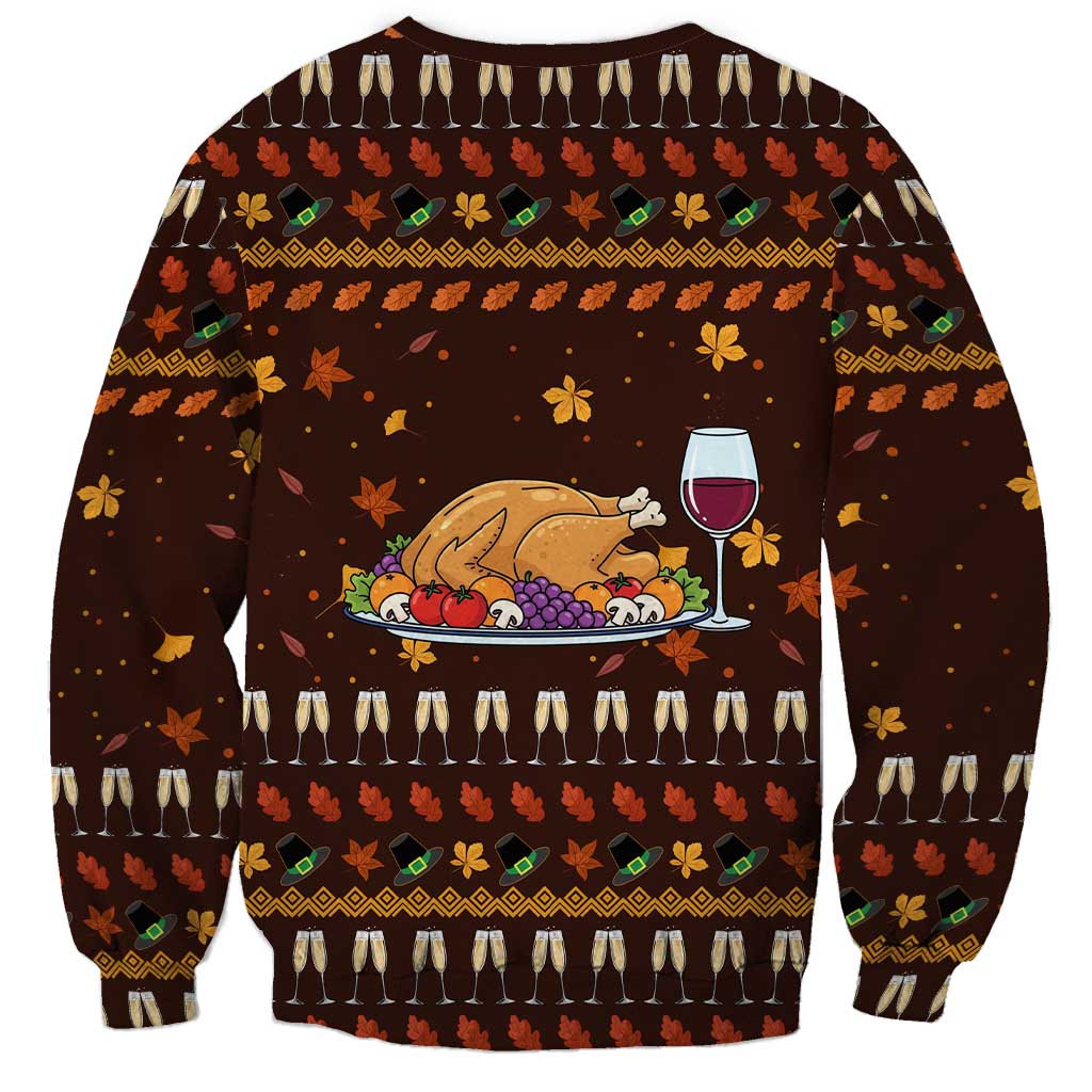 Turkey And WIne Christmas Sweatshirt Xmas Holiday Patterns - Wonder Print Shop