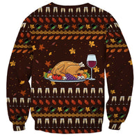 Turkey And WIne Christmas Sweatshirt Xmas Holiday Patterns - Wonder Print Shop