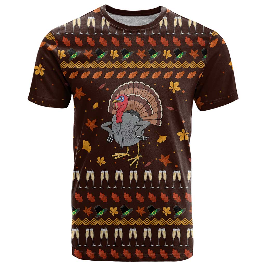 Turkey And WIne Christmas T Shirt Xmas Holiday Patterns - Wonder Print Shop