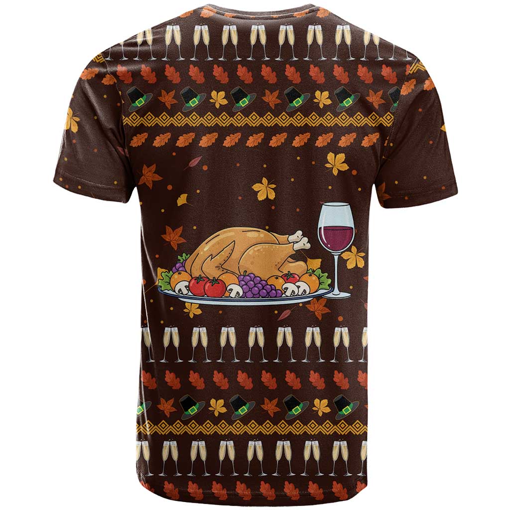 Turkey And WIne Christmas T Shirt Xmas Holiday Patterns - Wonder Print Shop