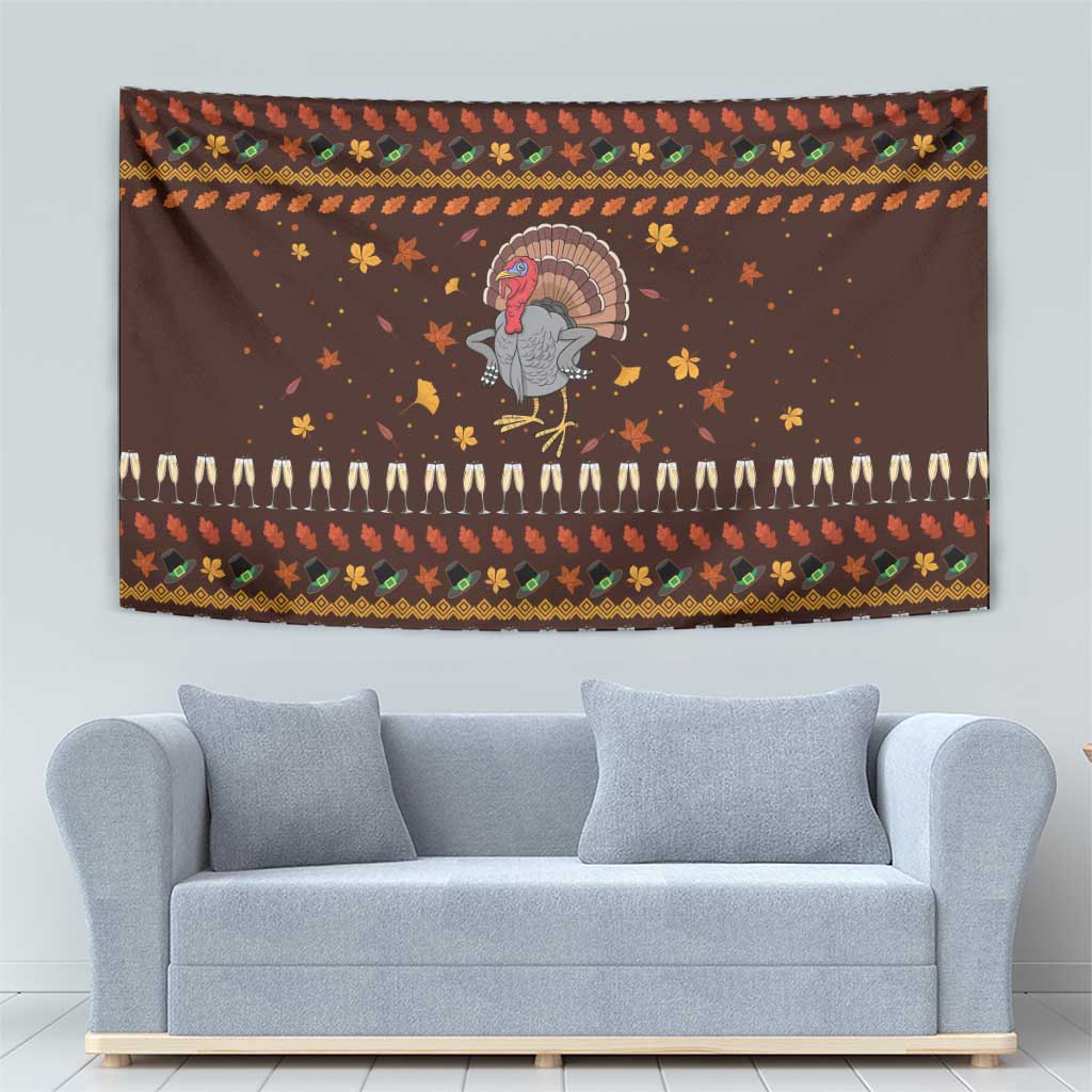 Turkey And WIne Christmas Tapestry Xmas Holiday Patterns - Wonder Print Shop