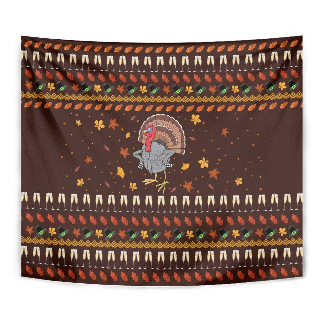 Turkey And WIne Christmas Tapestry Xmas Holiday Patterns - Wonder Print Shop