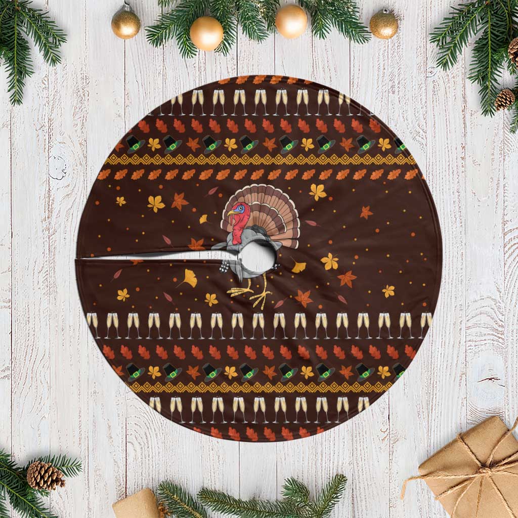 Turkey And WIne Christmas Tree Skirt Xmas Holiday Patterns - Wonder Print Shop