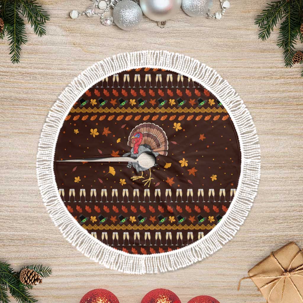 Turkey And WIne Christmas Tree Skirt Xmas Holiday Patterns - Wonder Print Shop