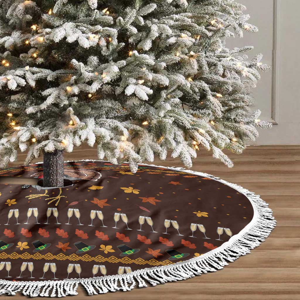 Turkey And WIne Christmas Tree Skirt Xmas Holiday Patterns - Wonder Print Shop