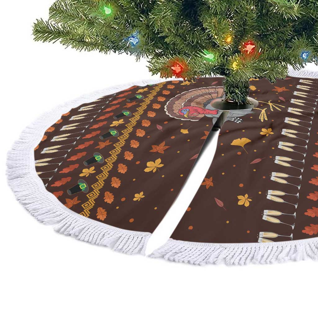 Turkey And WIne Christmas Tree Skirt Xmas Holiday Patterns - Wonder Print Shop