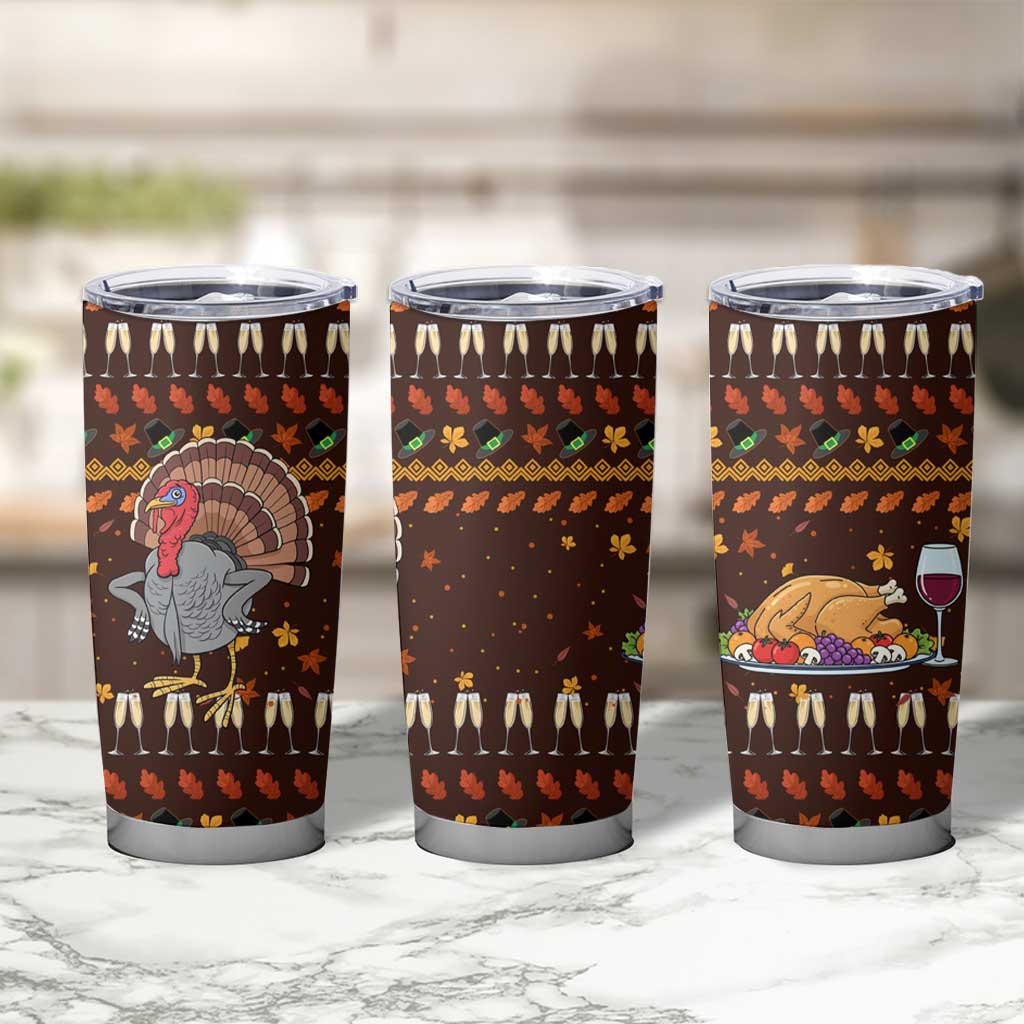 Turkey And WIne Christmas Tumbler Cup Xmas Holiday Patterns - Wonder Print Shop