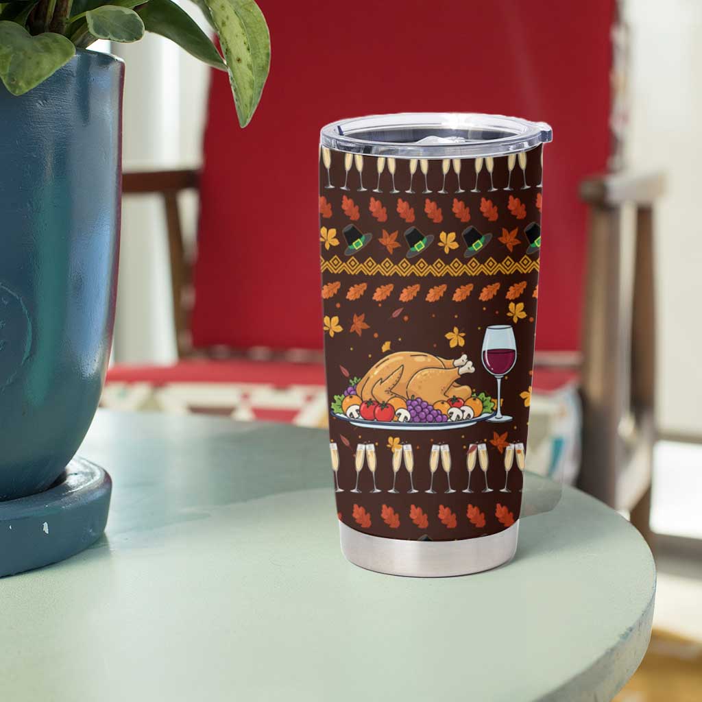 Turkey And WIne Christmas Tumbler Cup Xmas Holiday Patterns - Wonder Print Shop
