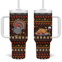 Turkey And WIne Christmas Tumbler With Handle Xmas Holiday Patterns - Wonder Print Shop