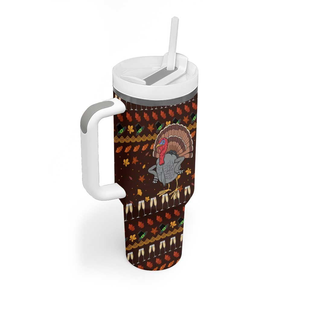 Turkey And WIne Christmas Tumbler With Handle Xmas Holiday Patterns - Wonder Print Shop
