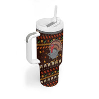 Turkey And WIne Christmas Tumbler With Handle Xmas Holiday Patterns - Wonder Print Shop