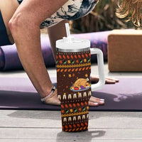 Turkey And WIne Christmas Tumbler With Handle Xmas Holiday Patterns - Wonder Print Shop