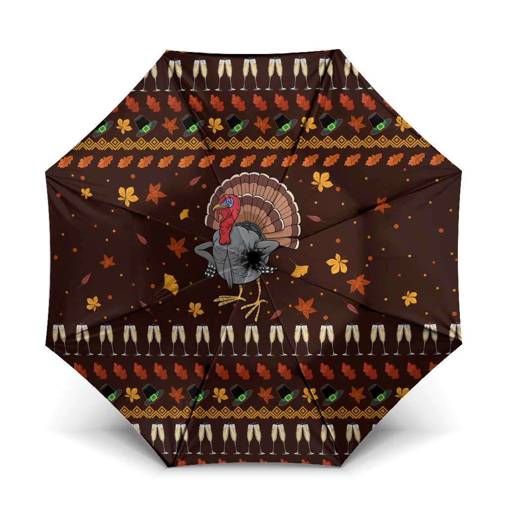 Turkey And WIne Christmas Umbrella Xmas Holiday Patterns - Wonder Print Shop