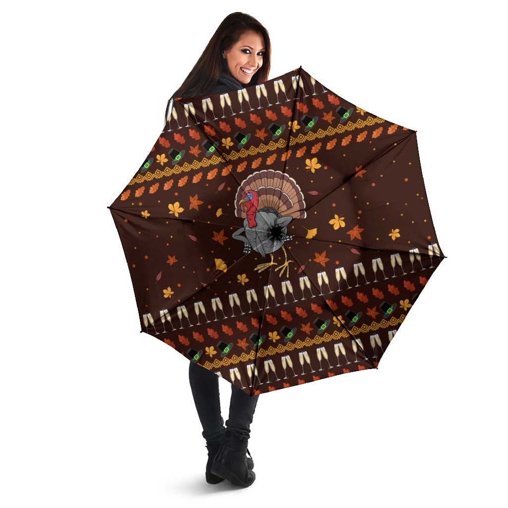 Turkey And WIne Christmas Umbrella Xmas Holiday Patterns - Wonder Print Shop