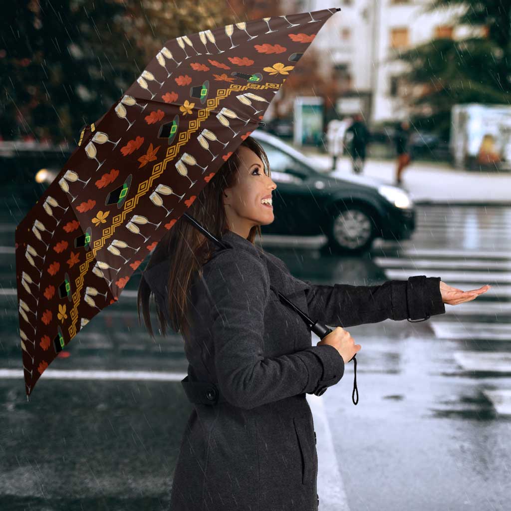 Turkey And WIne Christmas Umbrella Xmas Holiday Patterns - Wonder Print Shop