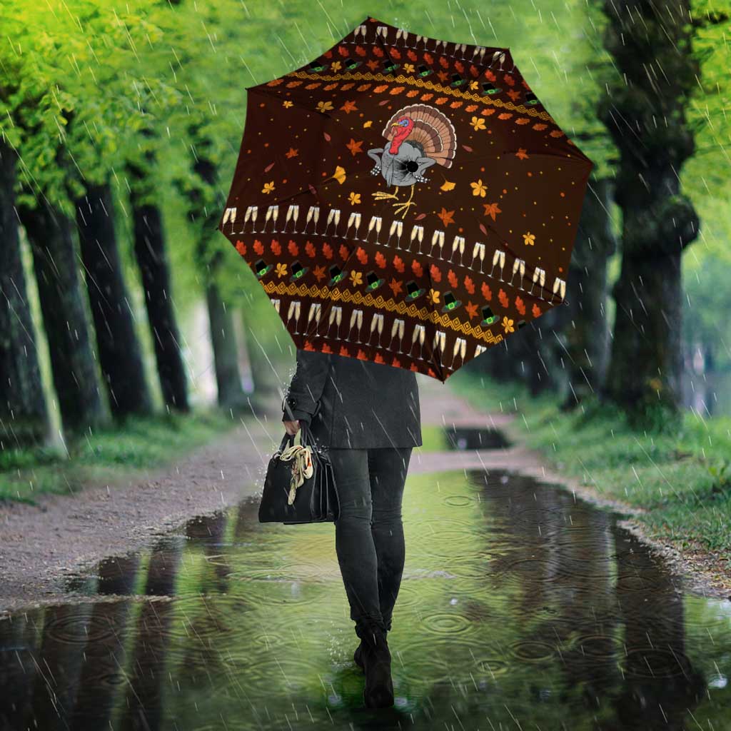 Turkey And WIne Christmas Umbrella Xmas Holiday Patterns - Wonder Print Shop