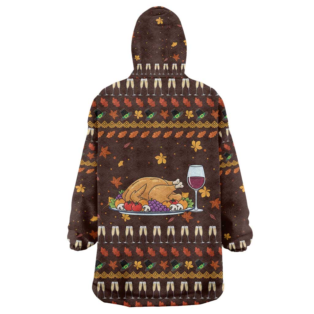 Turkey And WIne Christmas Wearable Blanket Hoodie Xmas Holiday Patterns - Wonder Print Shop